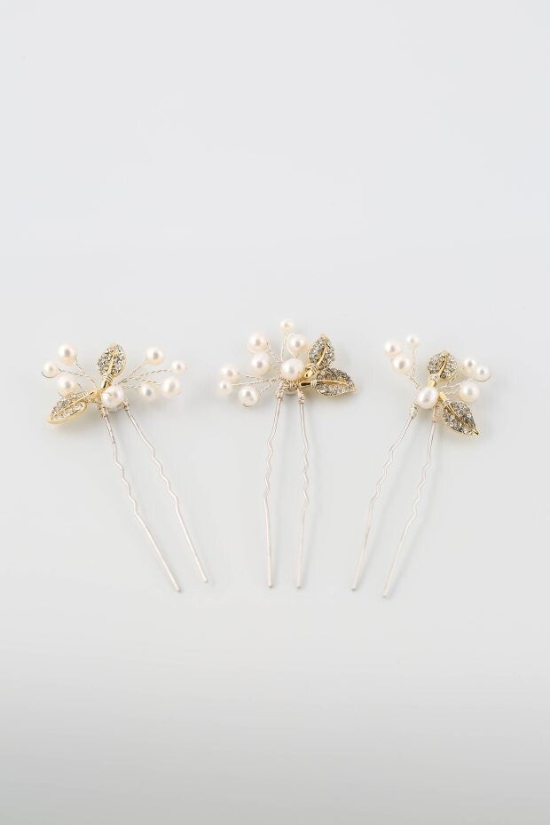 Sparkle Leaf Hair Pins - Richard Designs CP433
