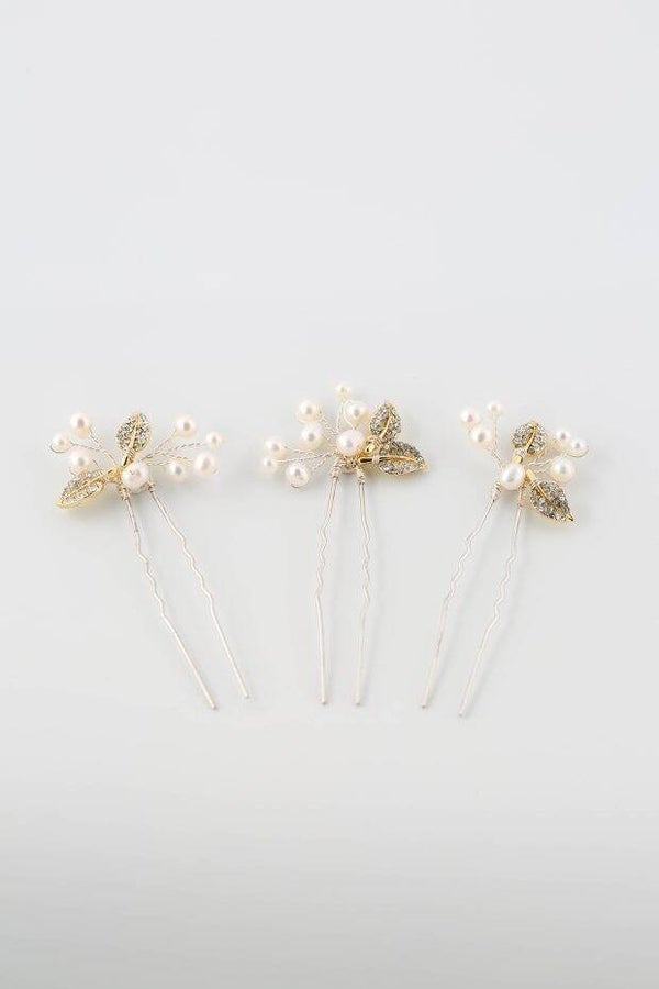 Sparkle Leaf Hair Pins - Richard Designs CP433
