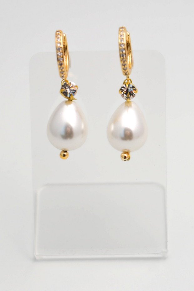 Delicate Shimmer Gold with Pearl Drop Earrings - Richard Designs E215