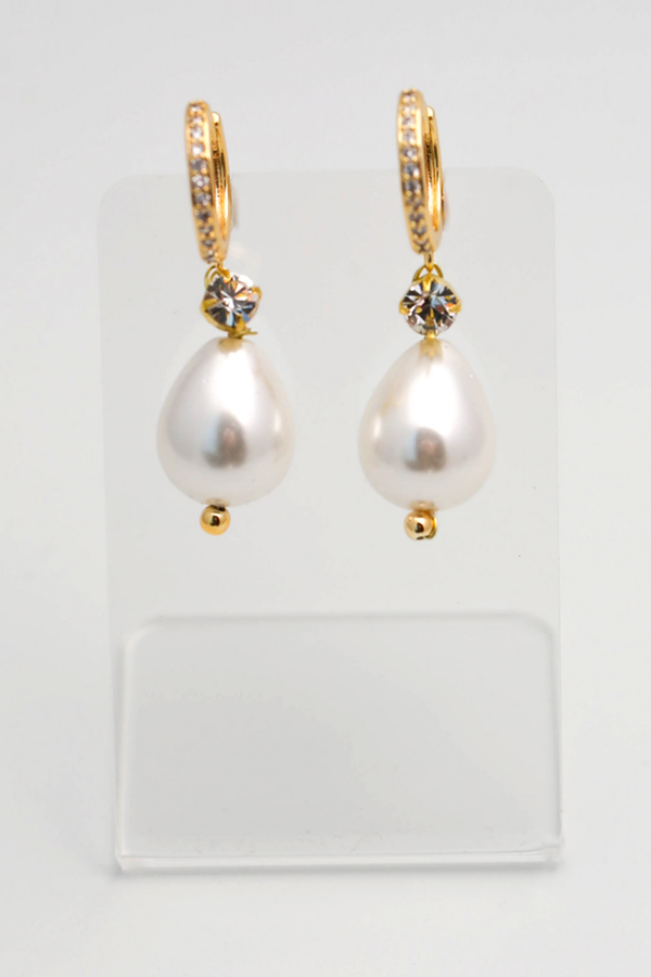 Delicate Shimmer Gold with Pearl Drop Earrings - Richard Designs E215