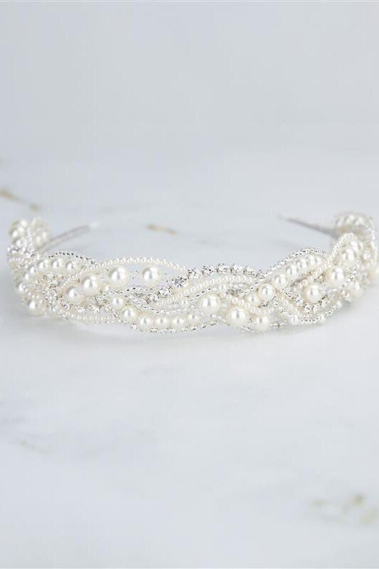 Pearl, Set Stone & Seed Bead Plaited Band - Richard Designs TR2736A