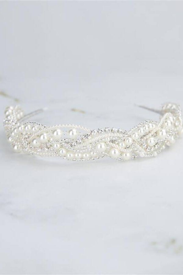 Pearl, Set Stone & Seed Bead Plaited Band - Richard Designs TR2736A