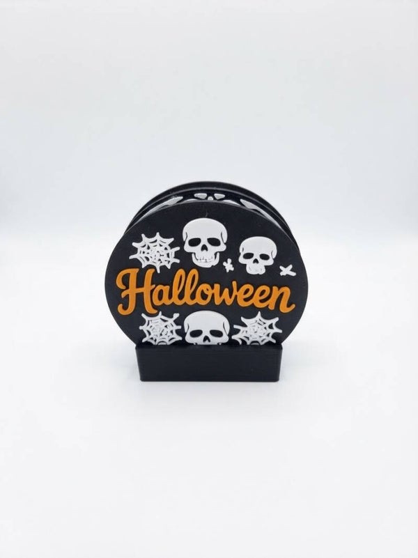 Zestaw 3 podkładek na Halloween ze stojakiem (Czaszki)