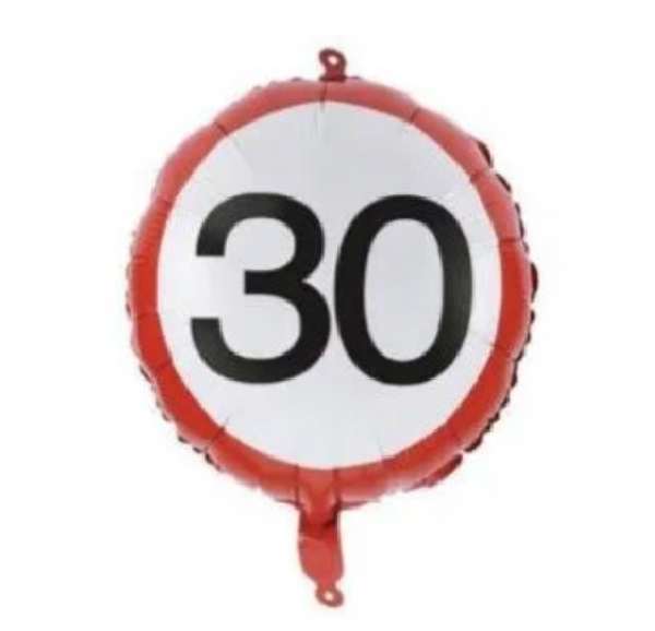 Folieballon Verkeersbord 30 jaar 45x45