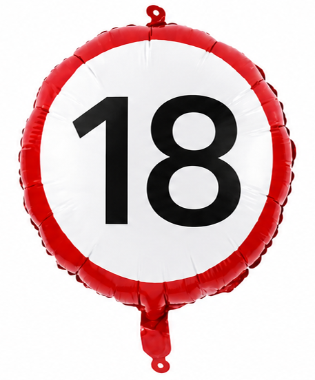 Folieballon Verkeersbord 18 jaar 45x45