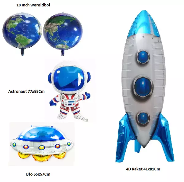 Folieballon set Ruimtevaart 4 stuks