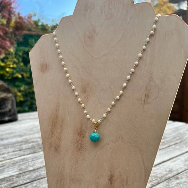 Ferskvandsperle og Amazonit i unika