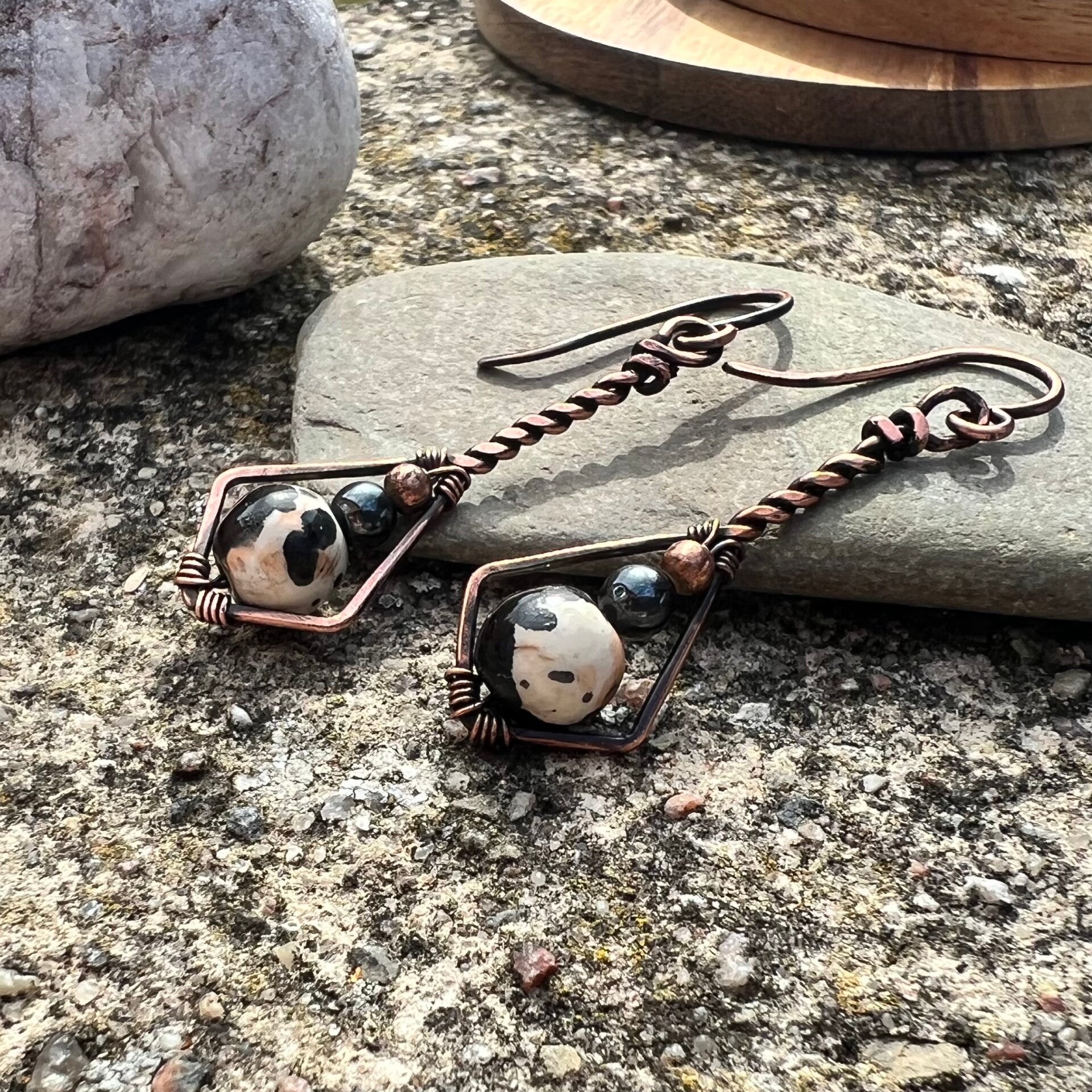 Leafline - Ember Unik håndlavet øreringe