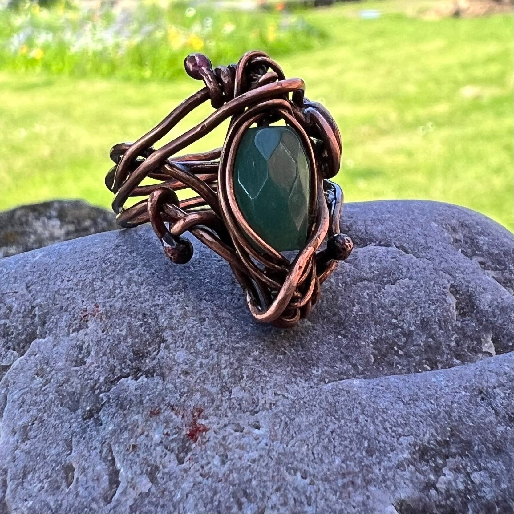 Nordica - Hilda Håndlavet ring med grøn Agat