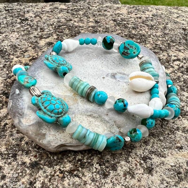 Blå strand i unika design