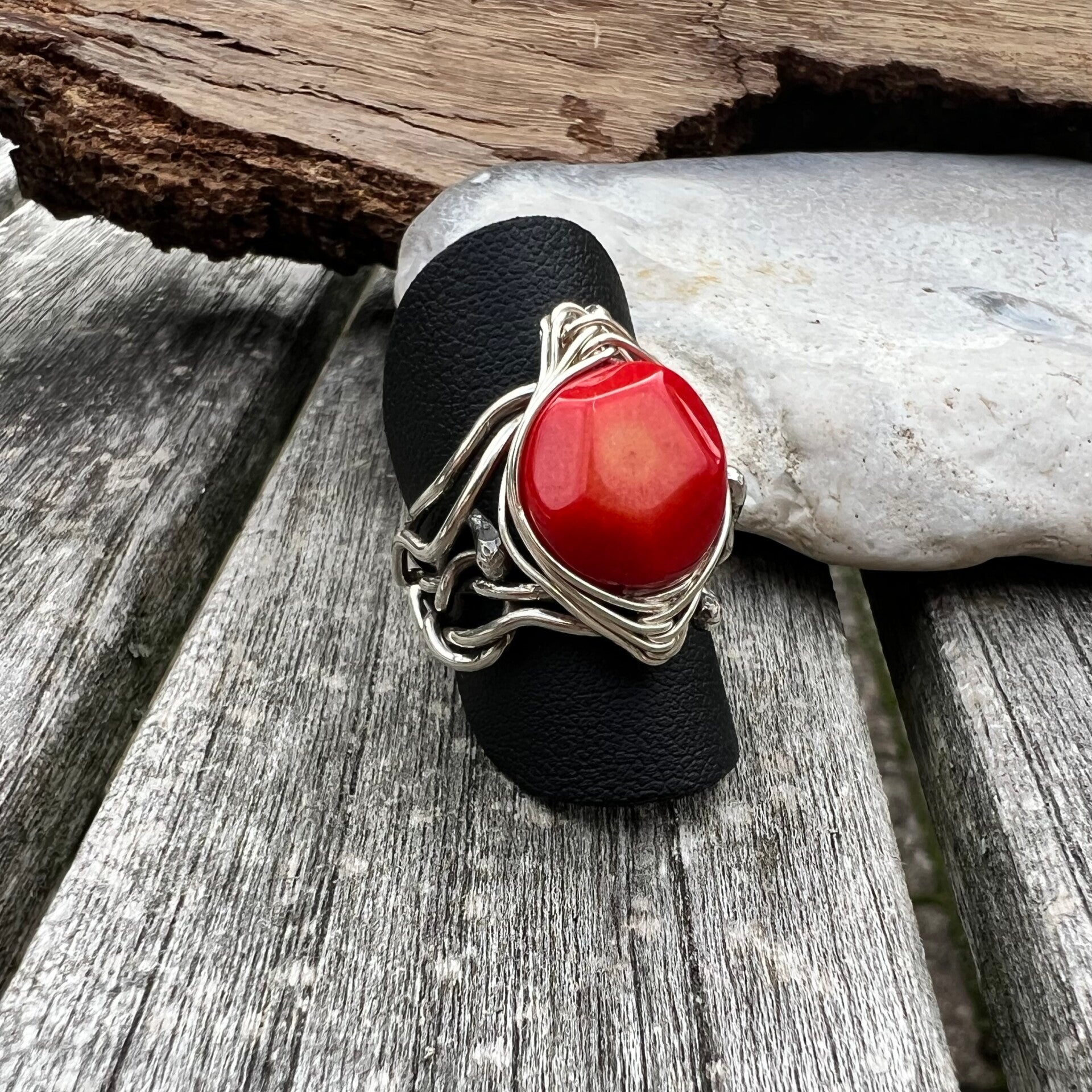 Nordica - Hilda Unik håndlavet Sølvring Koral