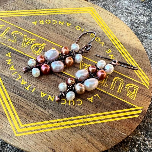 Raw Grace - Pearls Unik håndlavet øreringe Ferskvandsperler