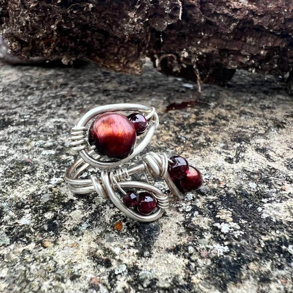 Spirit Form - Kara Unik håndlavet ring Ferskvandsperler