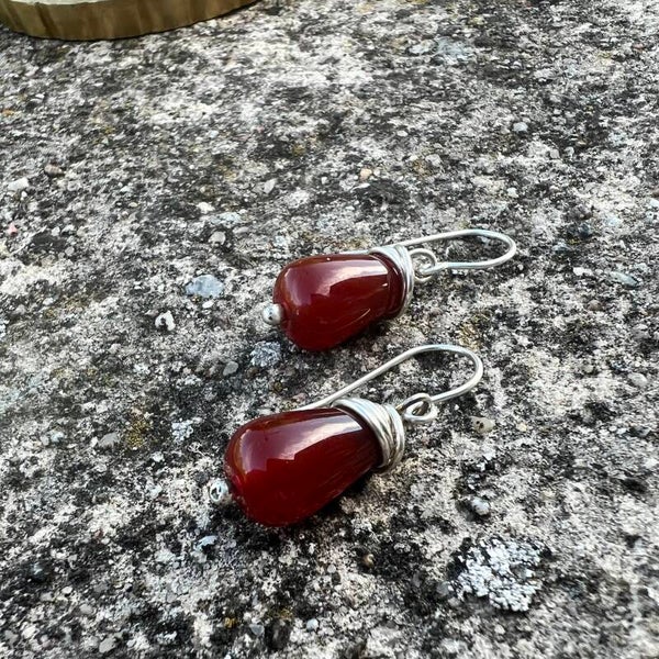 Nordic Essence - Ilddråbe Unik håndlavet øreringe sølv