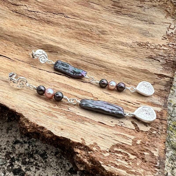 Ocean Pearls - Dybet Unik håndlavet øreringe sølv