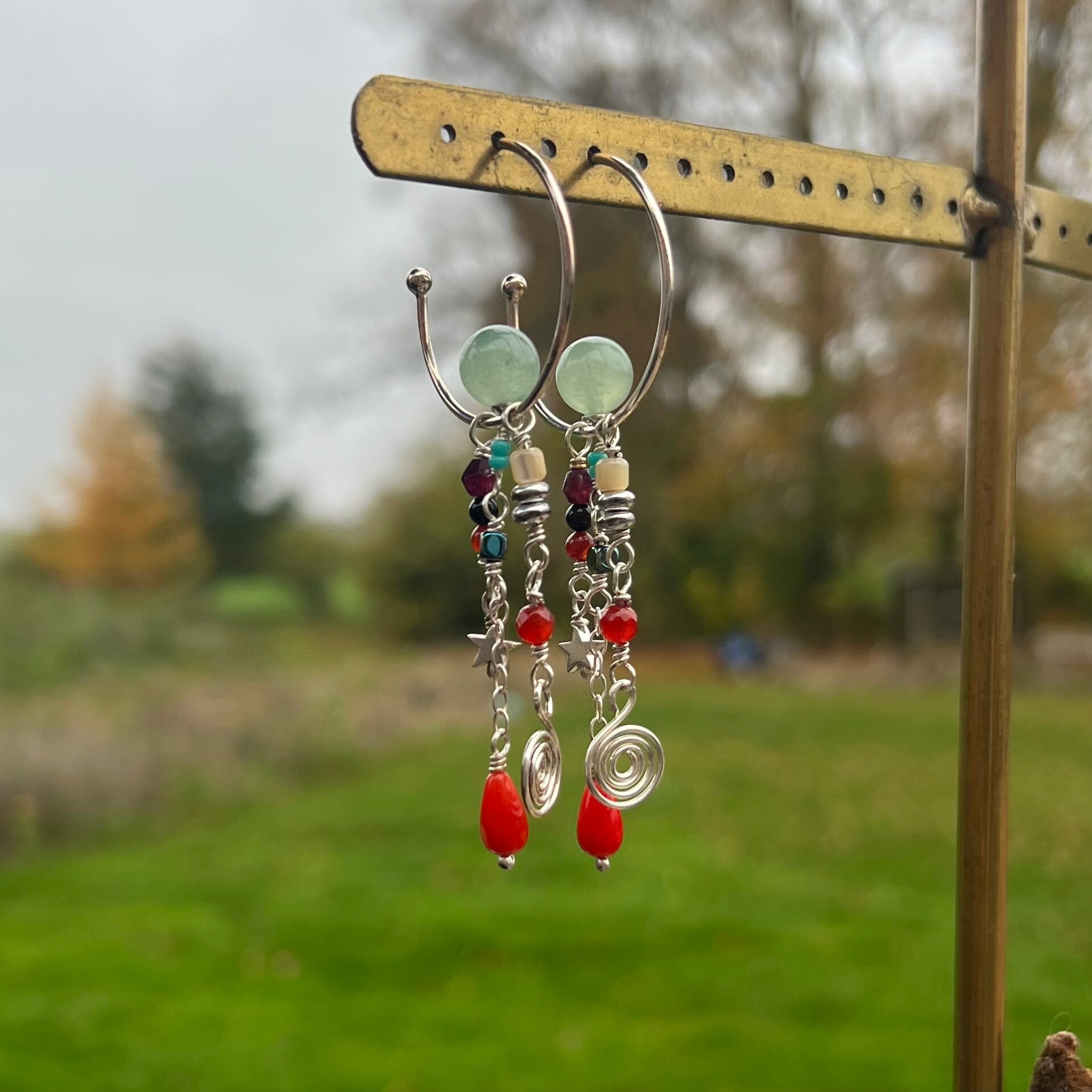 Nordic Colour - Elegant Unik håndlavet øreringe sølv