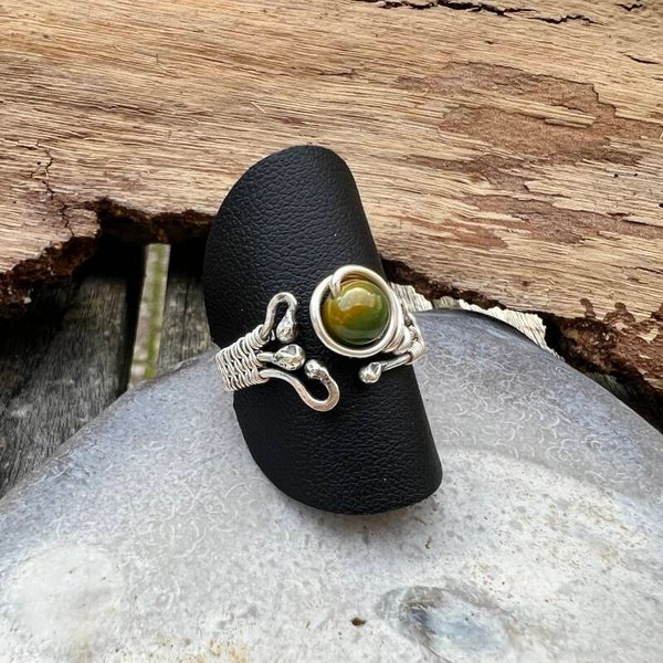 Earthweave - Saga Unik håndlavet ring Sølv & Agat