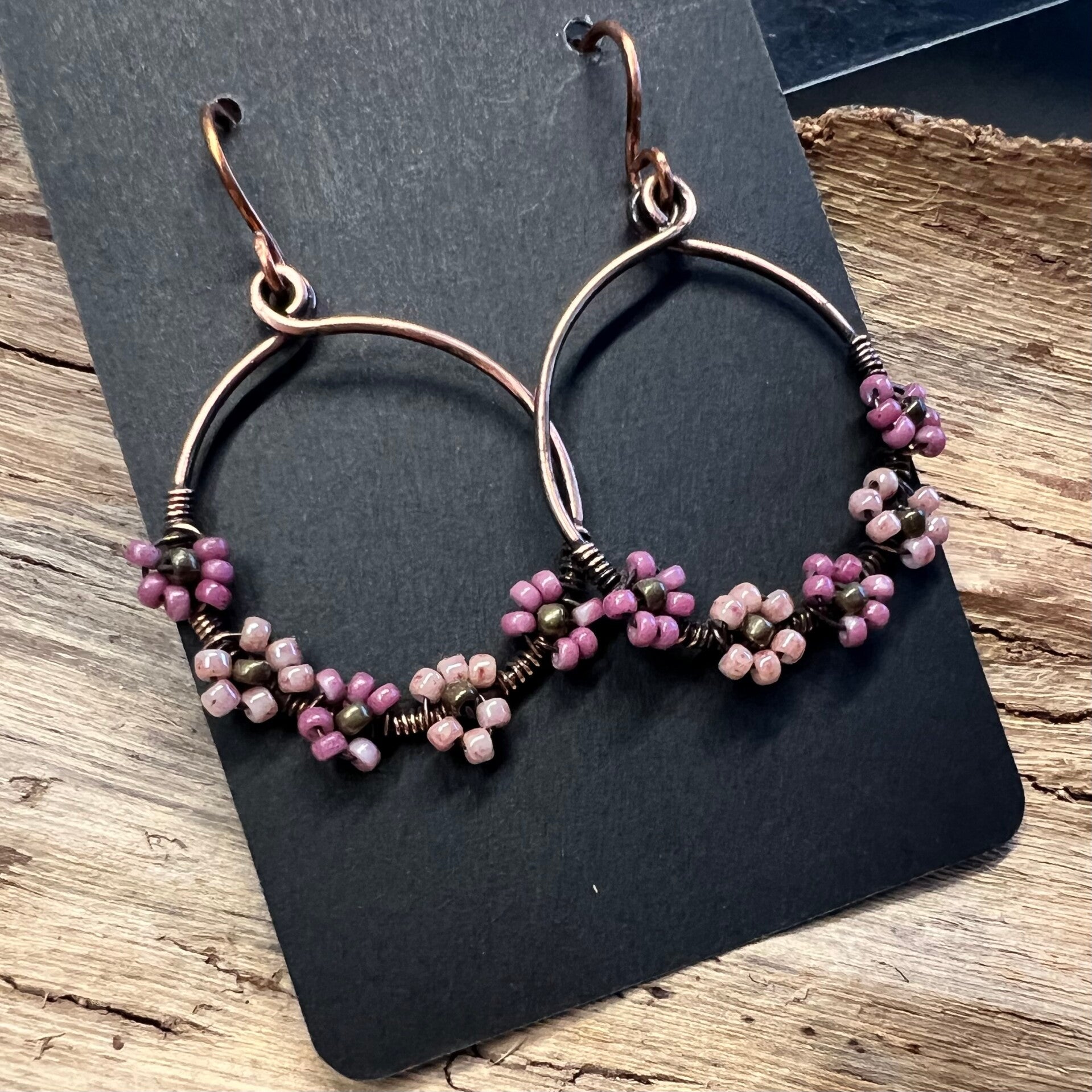 Håndlavet unika øreringe med Miyuki | Hoop and Drop - Syren