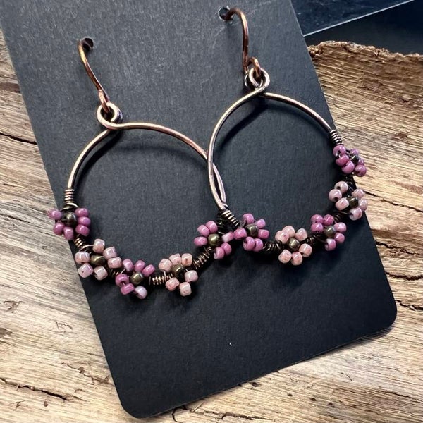 Håndlavet unika øreringe med Miyuki | Hoop and Drop - Syren