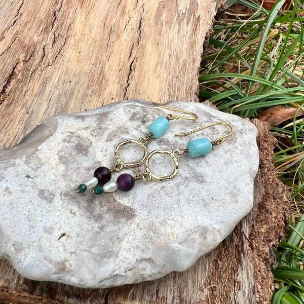 Håndlavet unika – Muse of Colors – Skumringsglimt | Øreringe