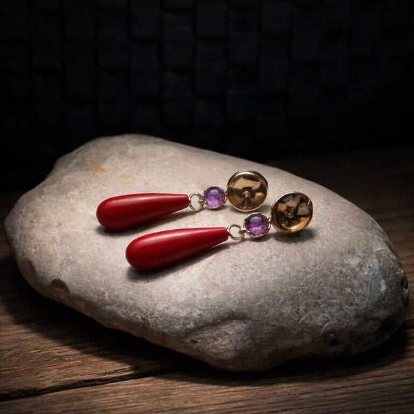 Håndlavet unika | Crimson Tide – Flame Coral | Øreringe i Sølv 925