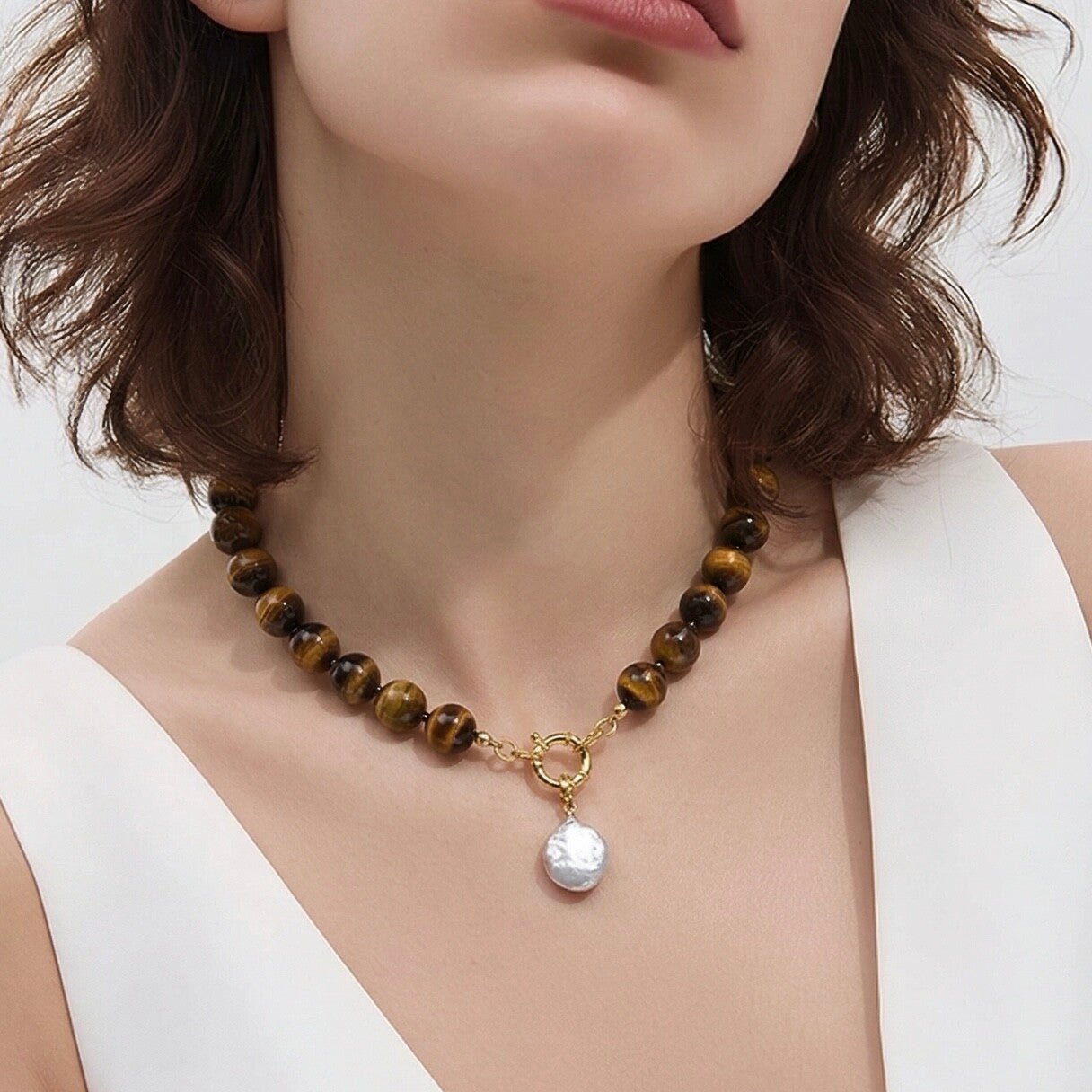 Håndlavet unika – Wild North – Nordens Guld | Halskæde med Tigerøje