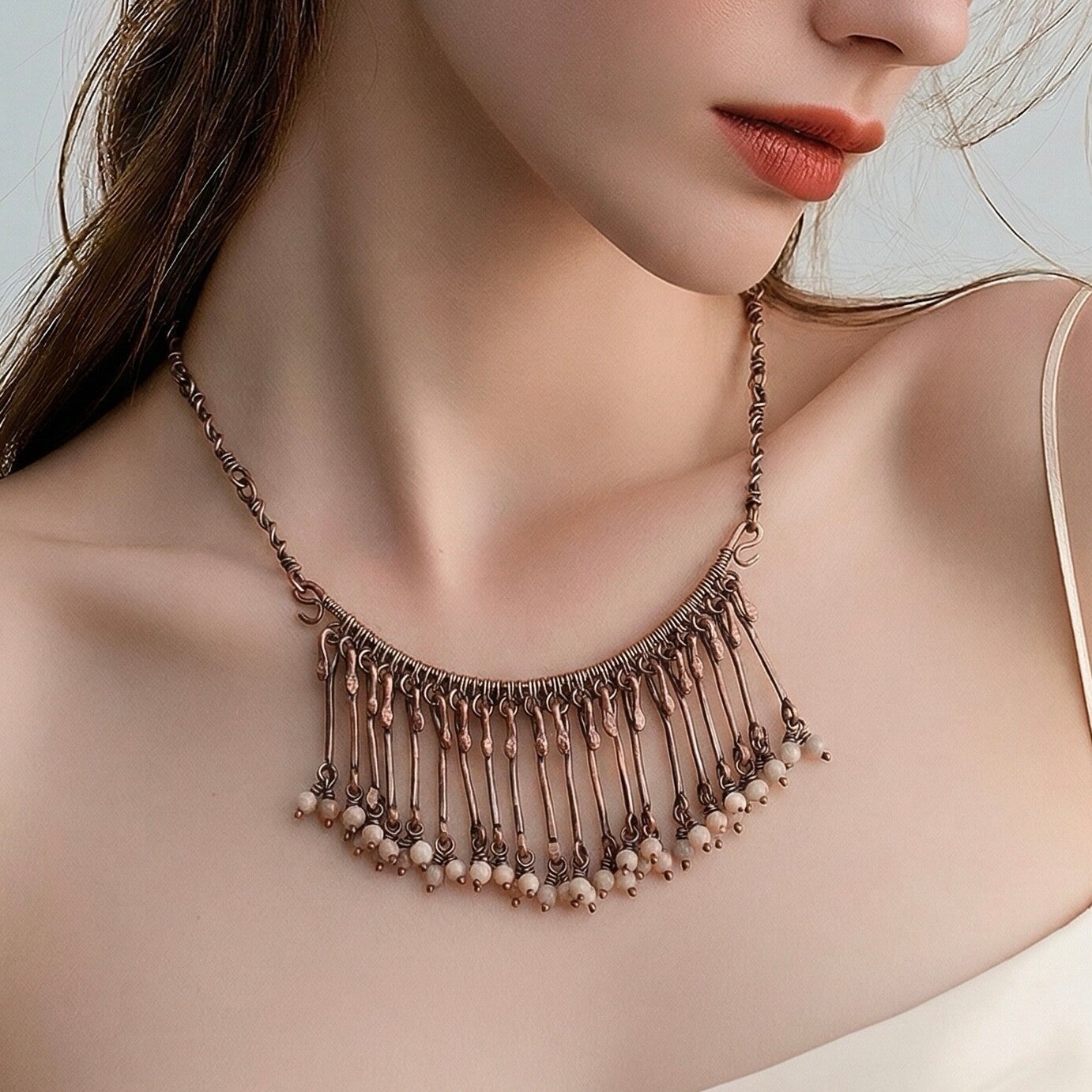 Håndlavet Unik halskæde ned Sunstone | Nordica - Sulrun