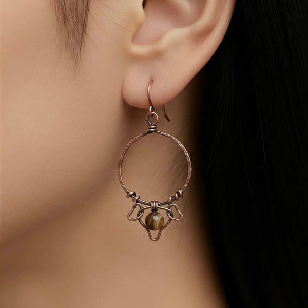 Unik håndlavet øreringe | Hoop & Drop - Blad dråbe