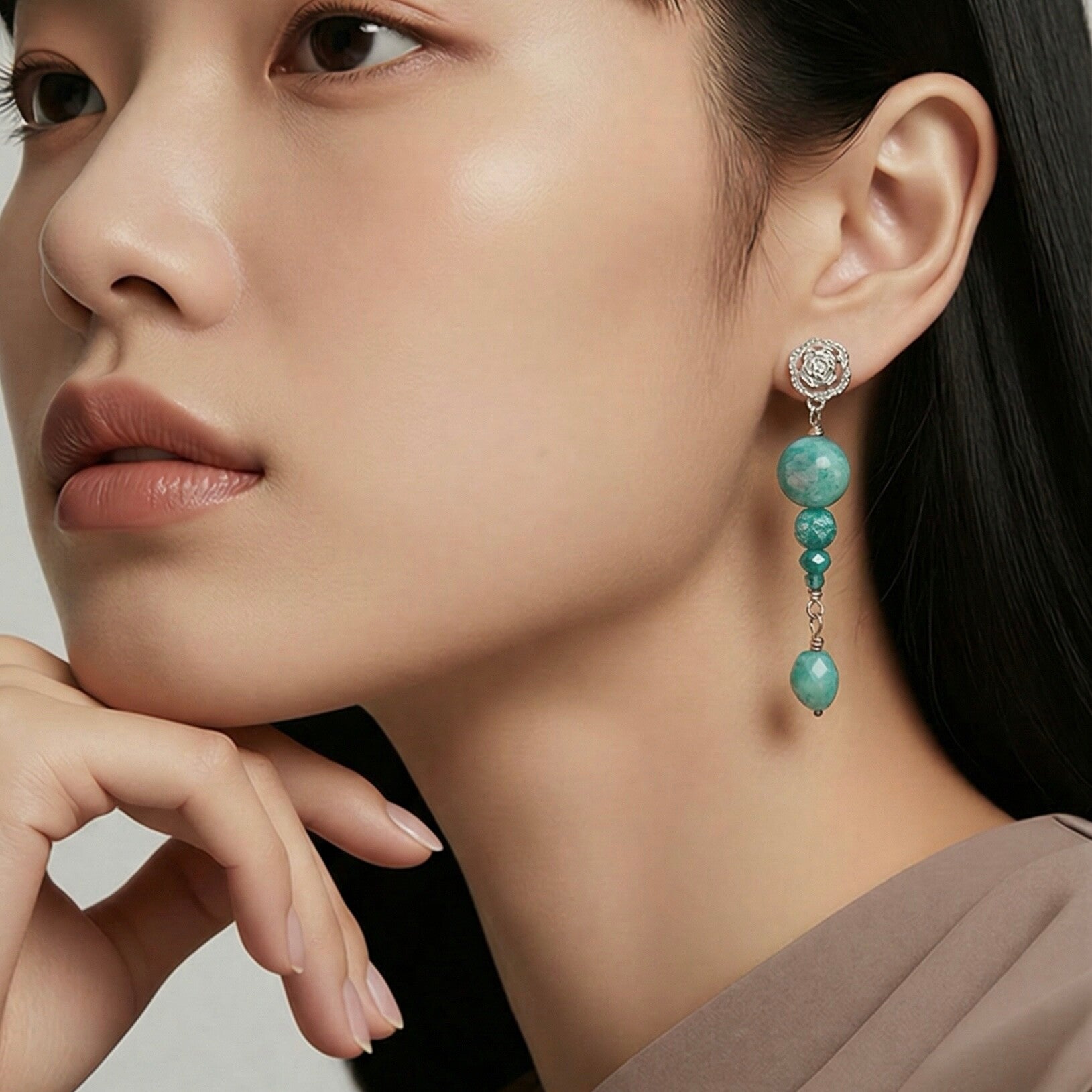 Håndlavet unika – Ocean Mist – Havglimt | Øreringe i Sølv 925 med Amazonit