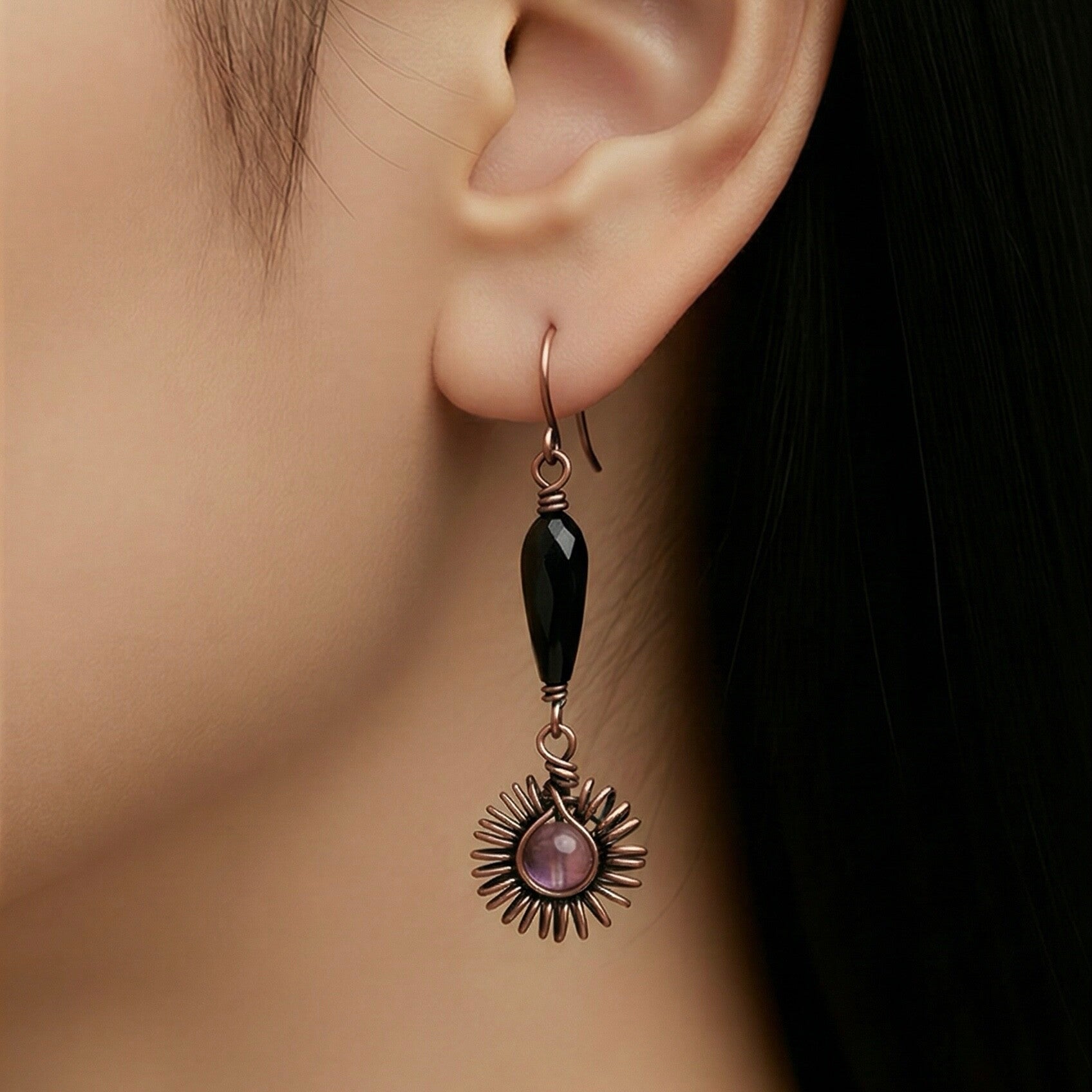 Unik håndlavet øreringe | Nature Spirit - Måneskin