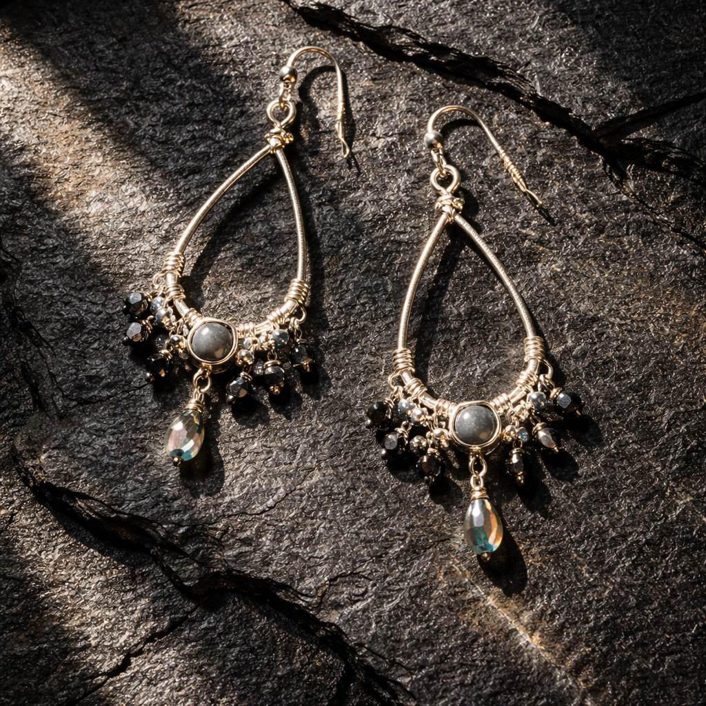 Unik håndlavet øreringe | Shadow Pearl – Midnight