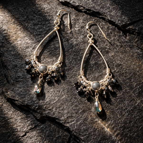 Unik håndlavet øreringe | Shadow Pearl – Midnight