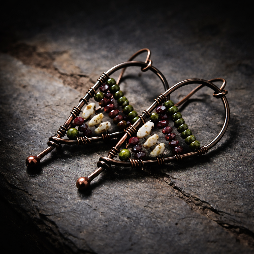 Unik håndlavet øreringe natur | Drop down - Freja