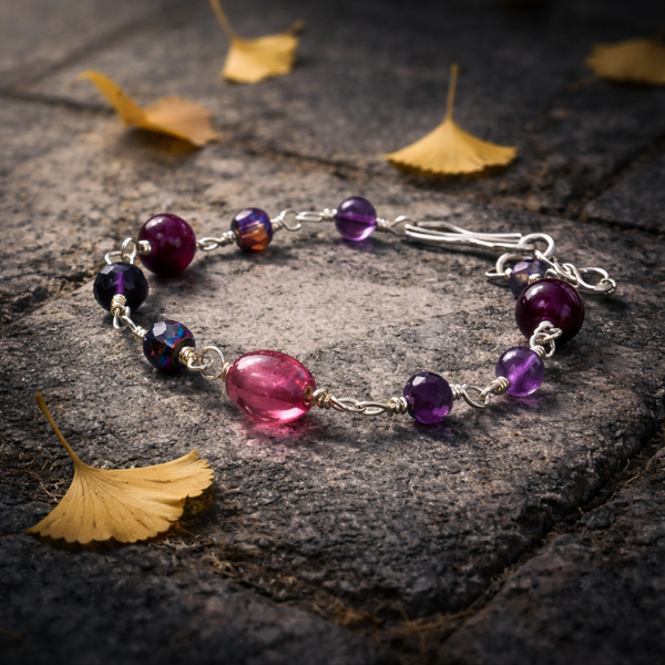 Unik håndlavet armbånd sølv | Nordic Essence - Violet