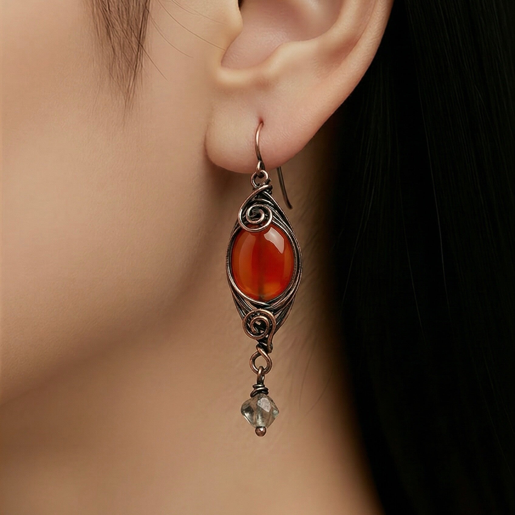 Unik håndlavet øreringe | Vintage - Flamme