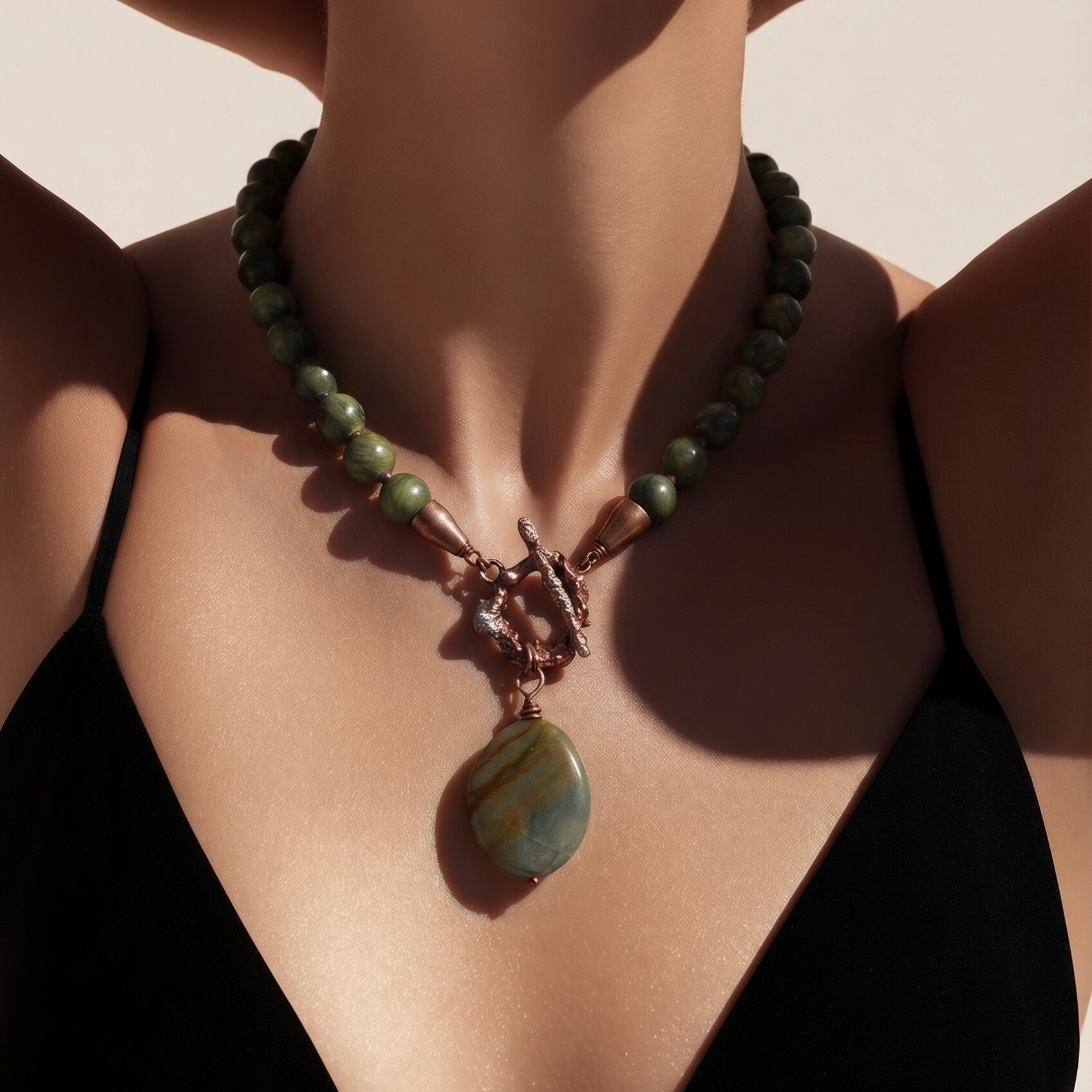 Unik håndlavet halskæde | Nature Spirit – Earth Bond | Agat & Jade