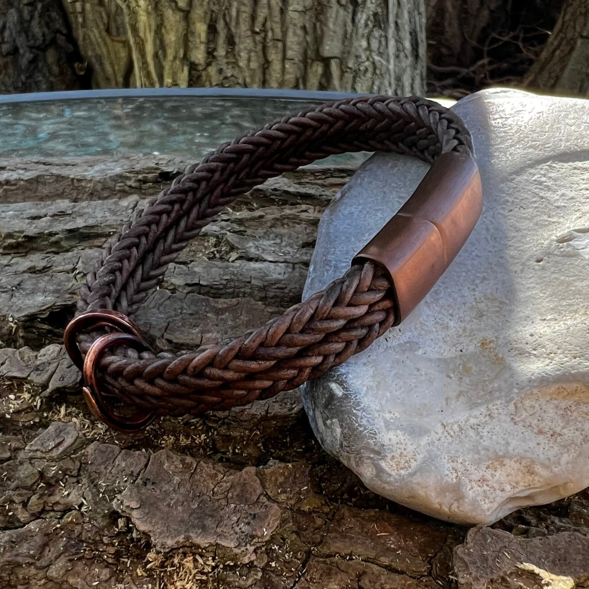 Unik maskulin armbånd | Ironroot – Mani | med rustikke kobber-links