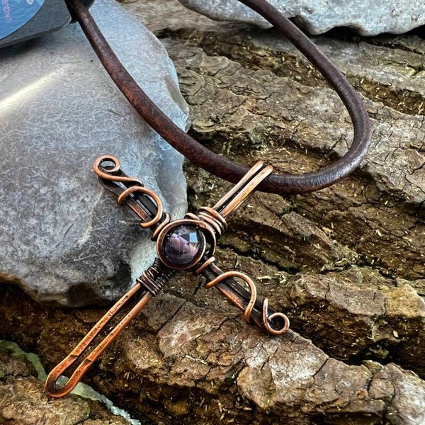 Unik Maskulin læderhalskæde | Ironroot – Gorm | Lædder og Ametyst