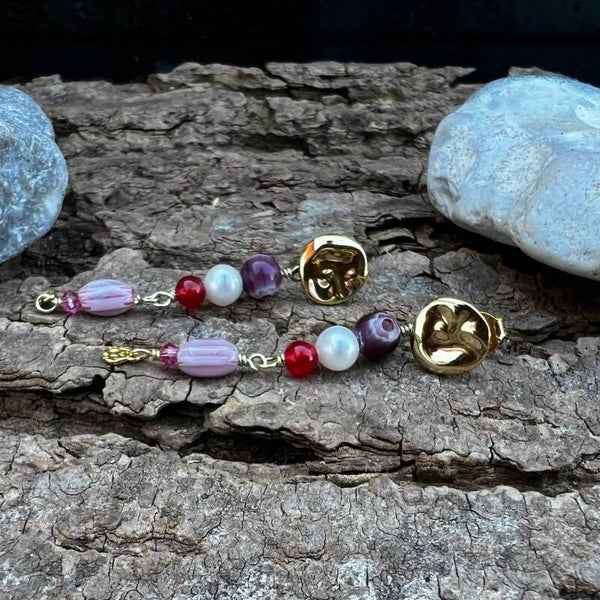 Unik håndlavet øreringe | Muse of Colors – Farvesymfoni II | Forgyldt & Lampwork