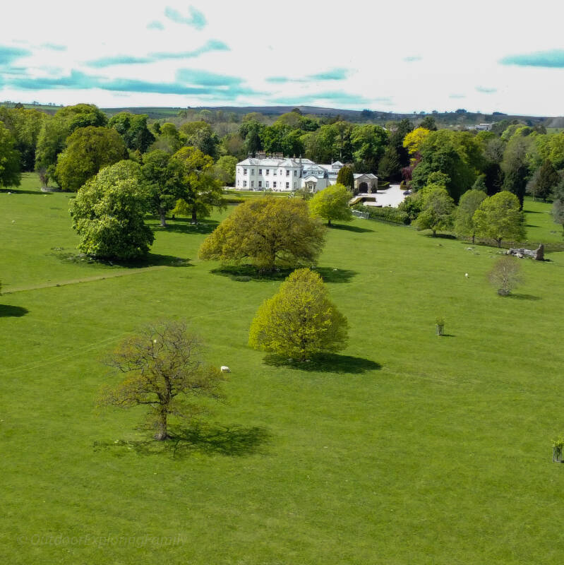 Aerial view of Lartington Hall estate near Barnard Castle in Teesdale