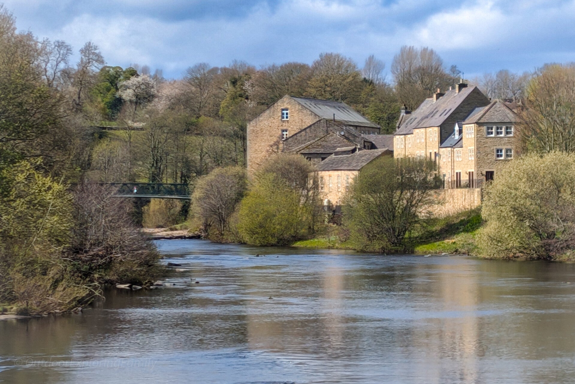 River Tees flowing past Barnard Castle with views of the town and countryside on a circular walk route