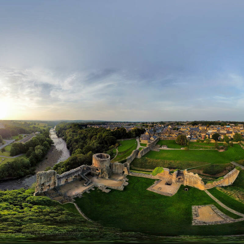 Barnard Castle ruins and Round Tower overlooking the River Tees in Teesdale, home of the Victorian hermit Frank Shield