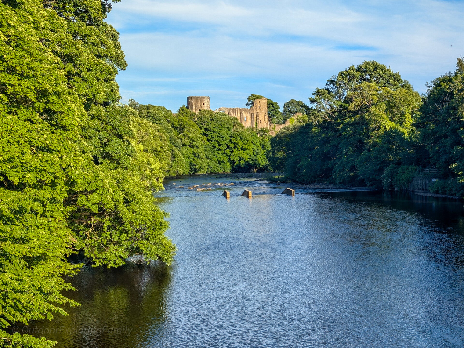 View of Barnard Castle and the River Tees from The Lost Spa Walk, Barnard Castle.