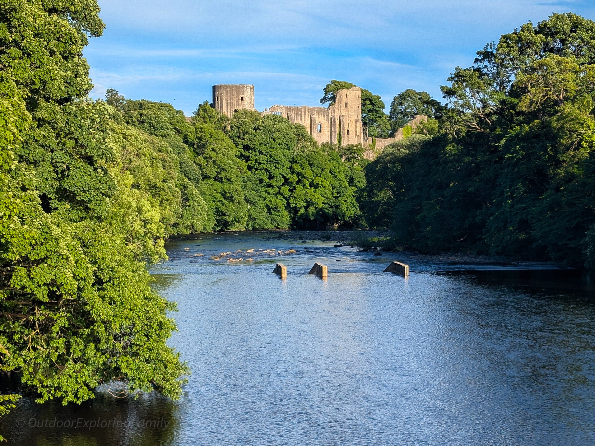 View of Barnard Castle and the River Tees from The Lost Spa Walk, Barnard Castle.