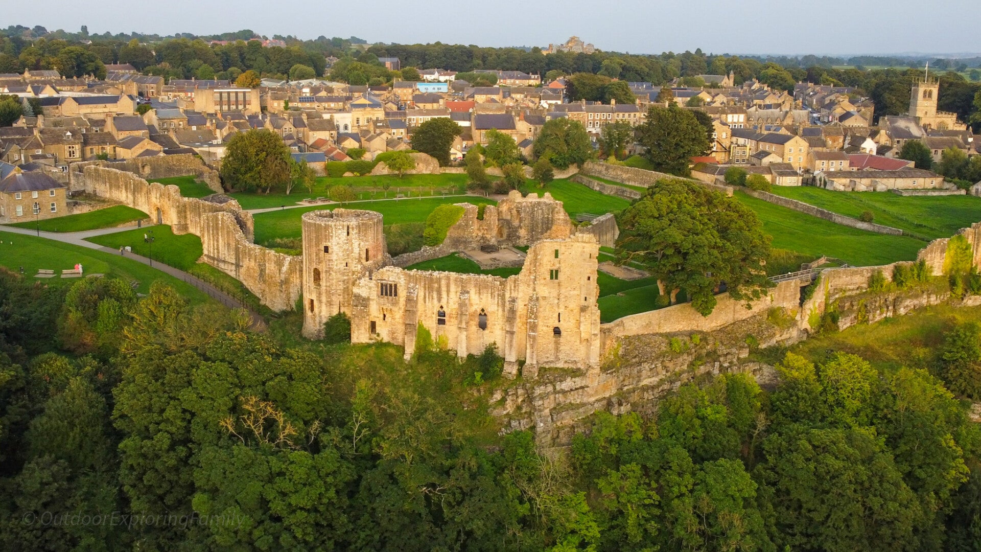 Barnard Castle ruins overlooking the town and River Tees in Teesdale
