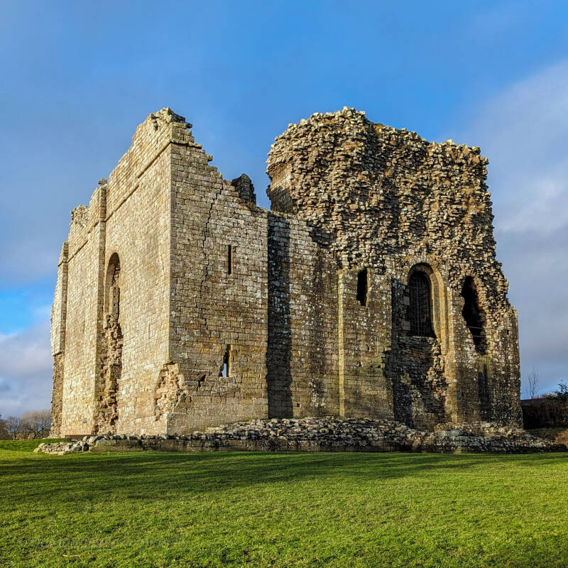 The ruins of Bowes Castle beside St Giles Church in Bowes, Teesdale