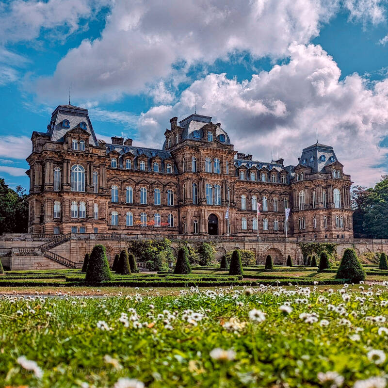 The Bowes Museum in Barnard Castle with grand architecture and landscaped gardens