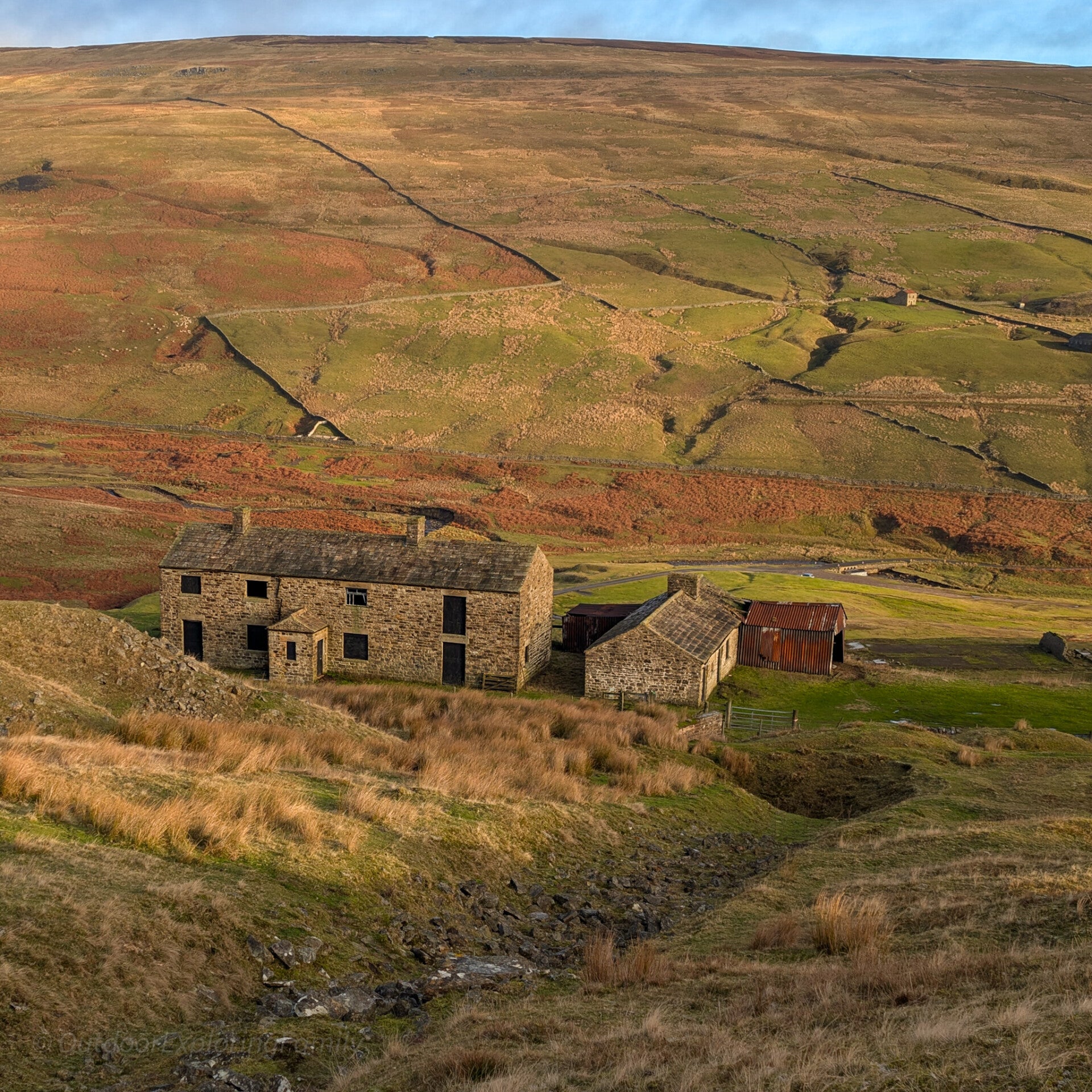 Coldberry mine shop lodging building with tall doorway built for miners working on the moor