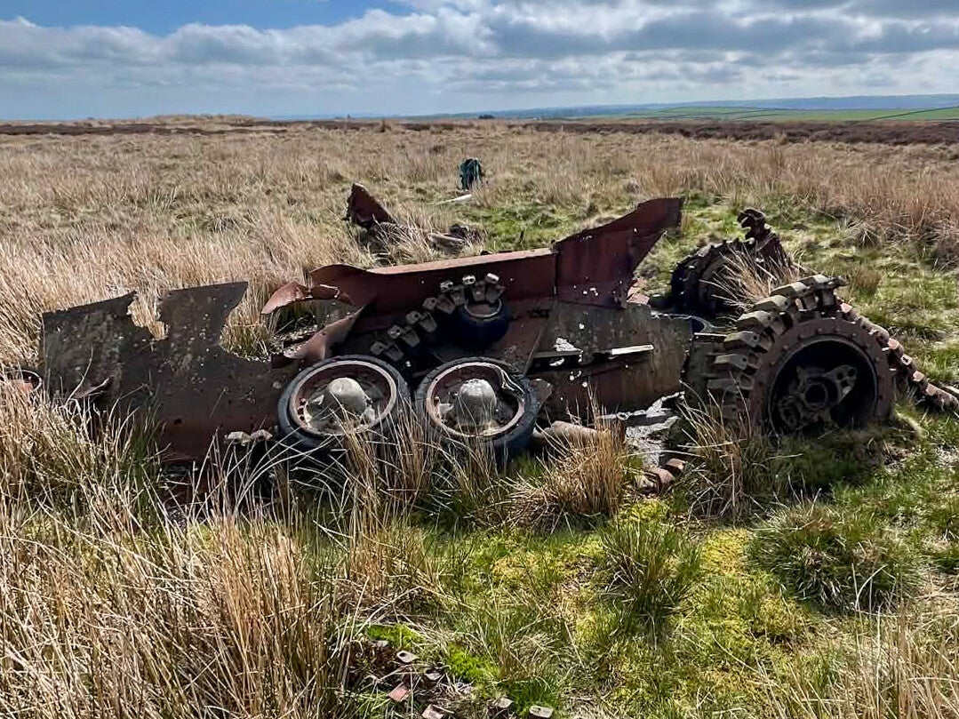 Cotherstone Moor tank wreck on the open moor near Battle Hill in Teesdale