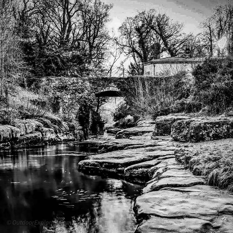 Dairy Bridge crossing the River Greta at Rokeby near Barnard Castle, traditionally linked with the Mortham Dobby ghost.